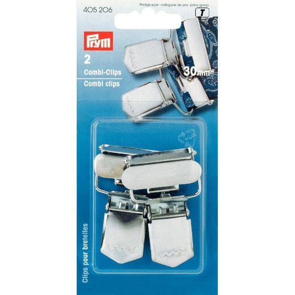 Clips per bretelle combi con fibbia acciaio 30 mm argento Prym
