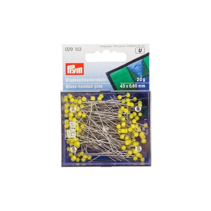 Spilli con testa di vetro 0,60 x 43 mm giallo Prym