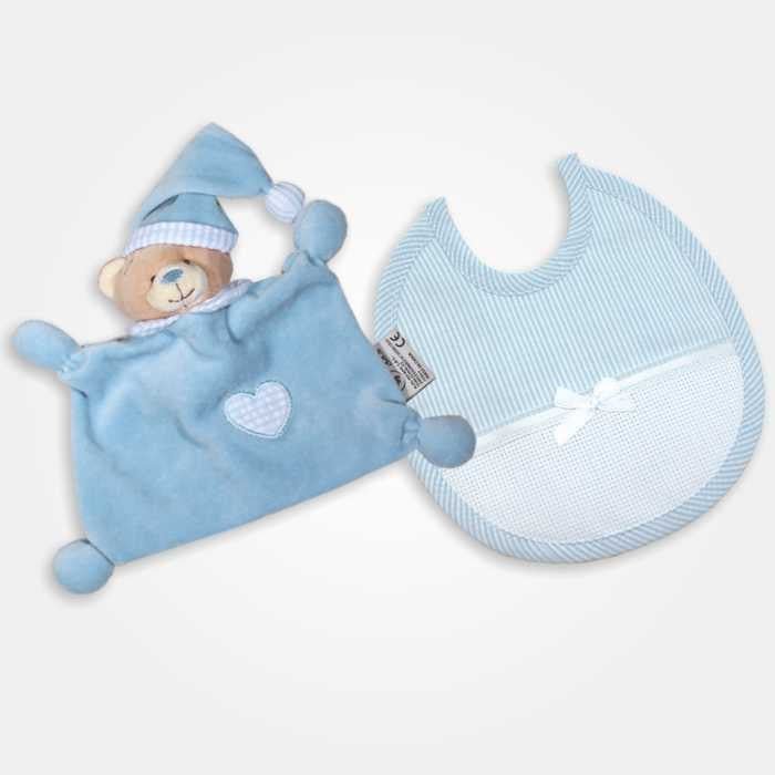 Doudou e bavaglino con tela aida la chiocciolina