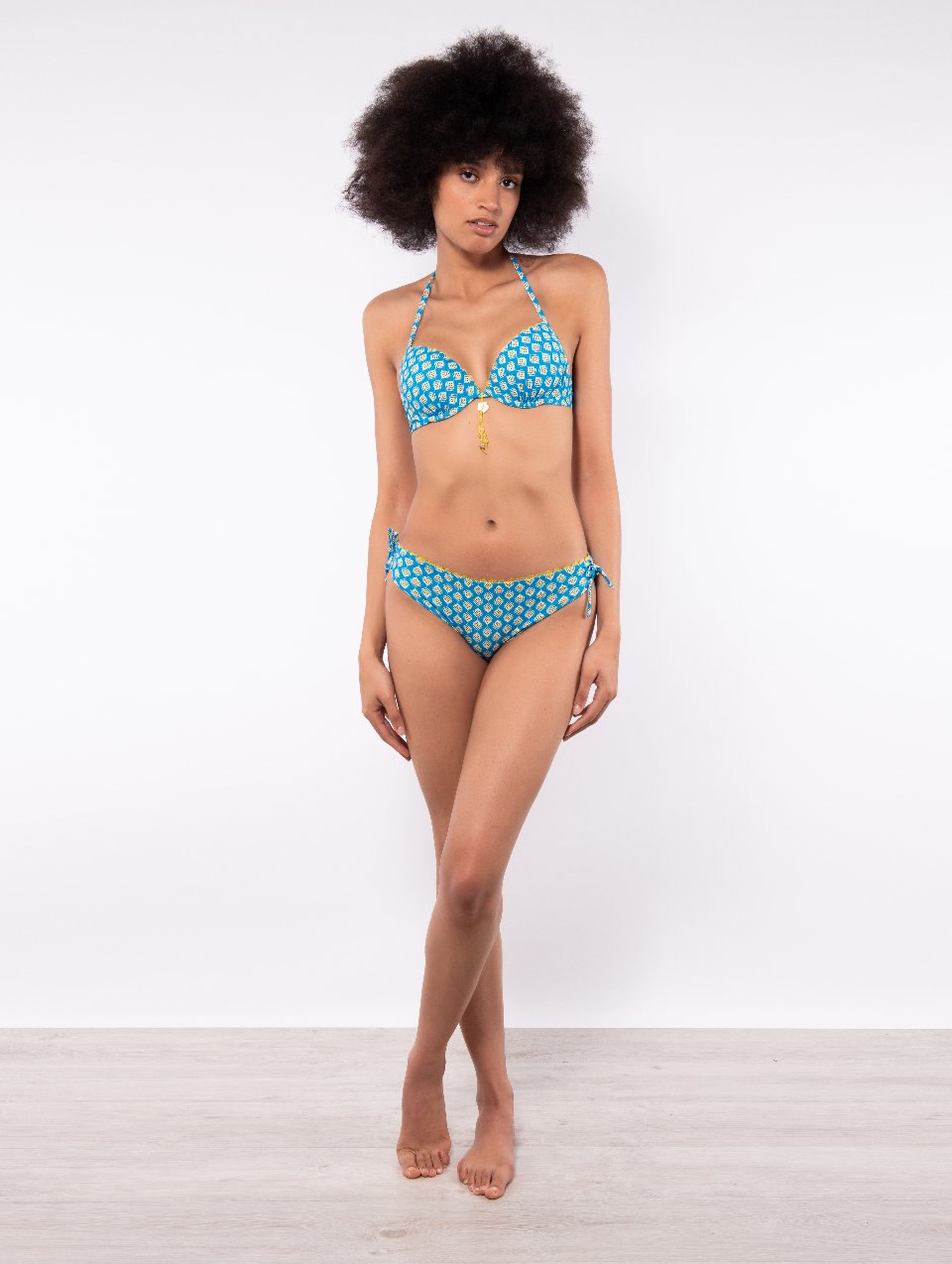 Push Up con lunetta estraibile + Slip laccetti Verdissima Bikini Coppa