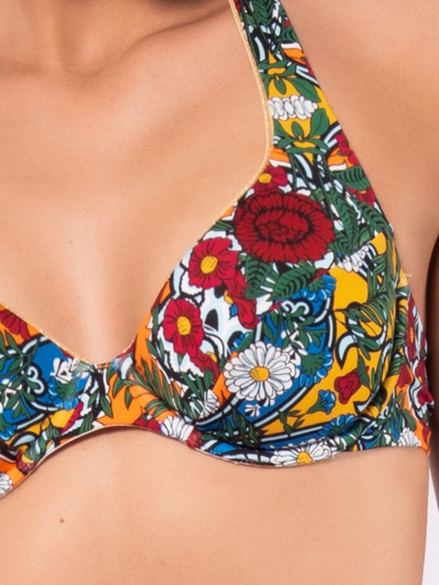 Reggiseno francese con coppa estraibile e ferretto + Slip con laccetti Verdissima Bikini Coppa