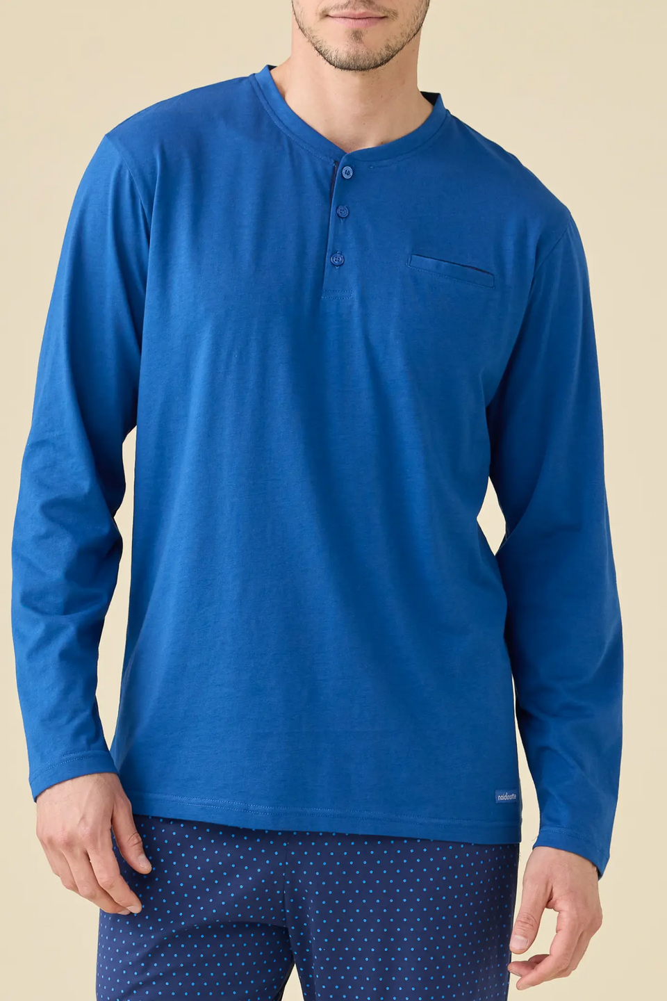 Pigiama Uomo Jersey Cotone Noi Di Notte Pigiama Manica Lunga