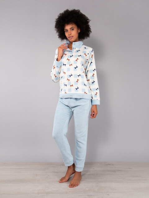 Tuta Pigiama Serafino Collo Alto + Pantalone con Polsino Verdissima pigiama donna
