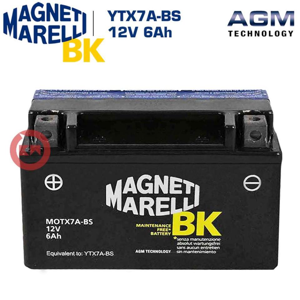 BATTERIA MOTO 12V-6AH AGM -CORREDATA DI ACIDO -SIGILLATA MAGNETI MARELLI MOTX7A-BS-YTX7A-BS