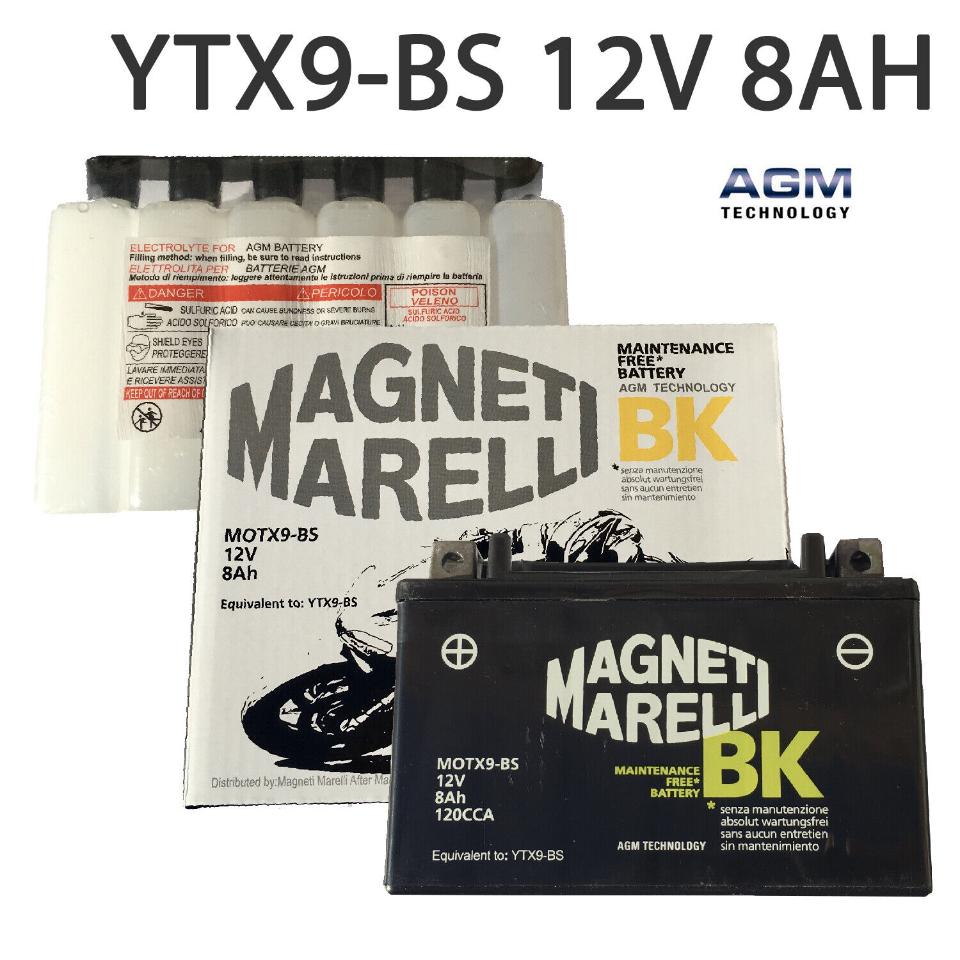 BATTERIA MOTO 12V-8AH AGM -CORREDATA DI ACIDO -SIGILLATA MAGNETI MARELLI MOTX9-BS-YTX9-BS