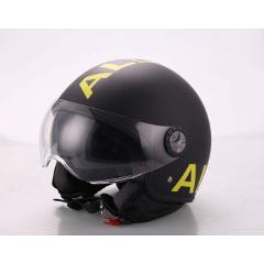 casco al design demi-jet con scritte giallo fluo misura: L al design demi-jet