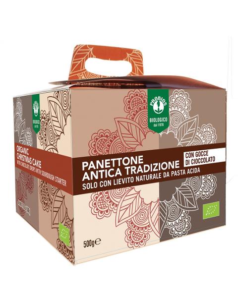 PANETTONE CON GOCCE DI CIOCCOLATO Probios confezione da 500 gr.