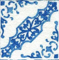 Piastrella in pietra lavica ceramizzata decorata  - Epoca Blu