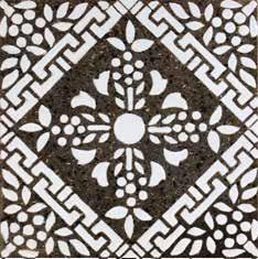Piastrella in pietra lavica ceramizzata decorata - Epoca Noir