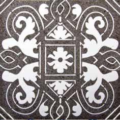 Piastrella in pietra lavica ceramizzata con decori  - Caltagirone Noir