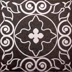 Piastrella in pietra lavica ceramizzata con decori - Caltagirone Noir