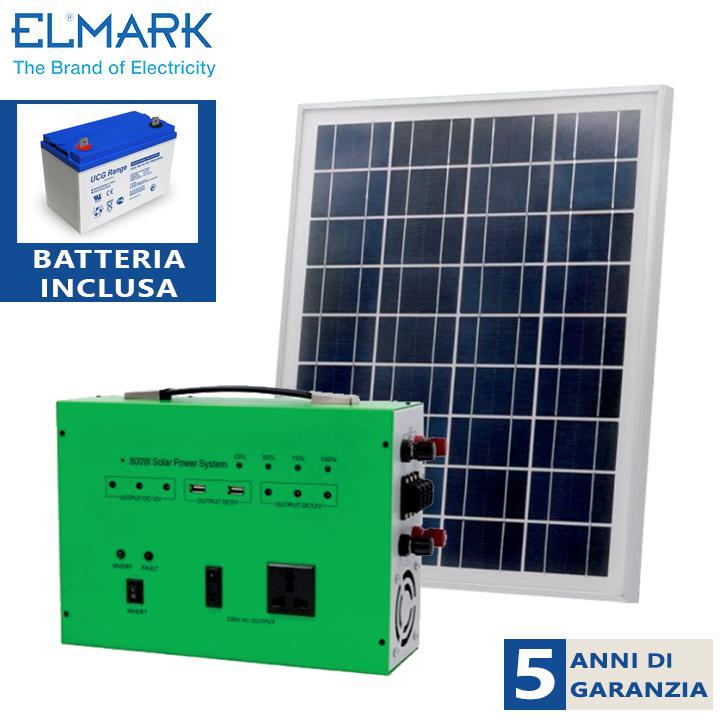 Impianto solare casa 500w/18v 150w + batteria acc. 100ah ELMARK