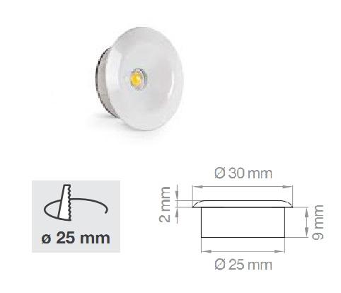 Faretto LED Incasso 350Ma 1w Bianco Luce 4000k