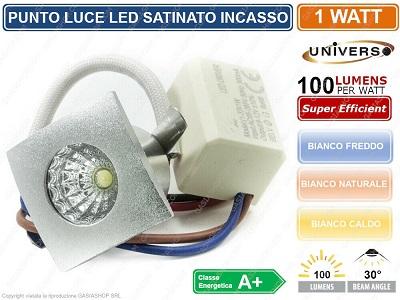 Mini Faretto Led Incasso Quadrato 1W Luce Natura