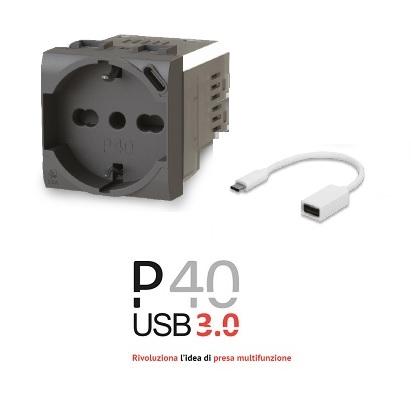 Presa Schuko con USB 3.0 P40 Vimar