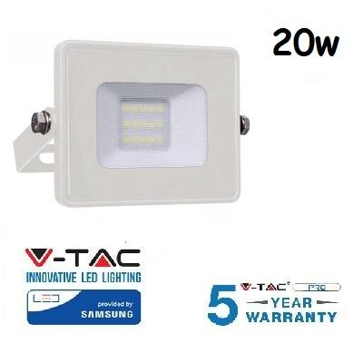 Proiettore Led 20W Luce Calda Bianco SLIM 1600 Lumen PRO V-TAC