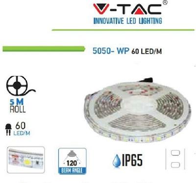 Strip LED 5050 IP65 60 Led/mt 10,8w/mt Luce Fredda V-TAC