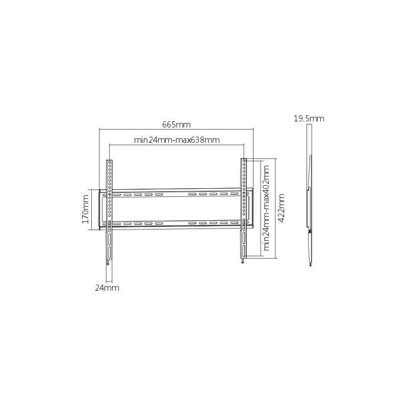 Supporto LCD Fisso fino a 70 Pollici Portata Max 35Kg NVS N08