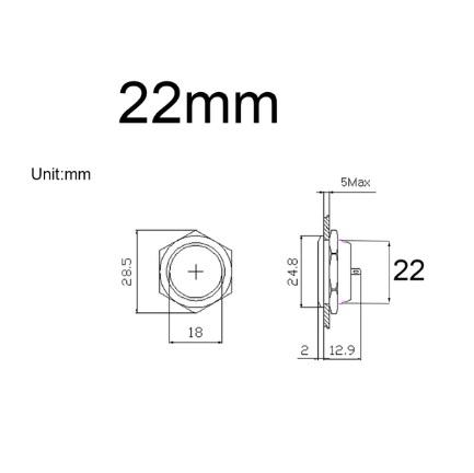 Pulsante Metallico Testa Piatta Illuminabile NA 22mm 12-24v MET