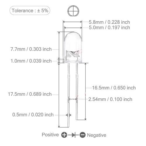 Led 5mm BIANCHI 20Kmcd 30° Lente Trasparente Ultraluminosi CHANZON