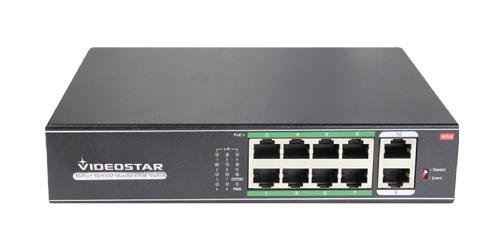 Switch 8 Porte POE 10/100/1000 + 2 Uplink Videostar