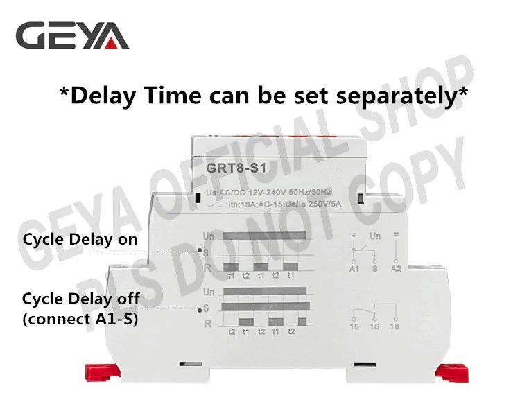 Temporizzatore Multifunzione Ciclico 2 Contatti 12/220 Modulare GEYA