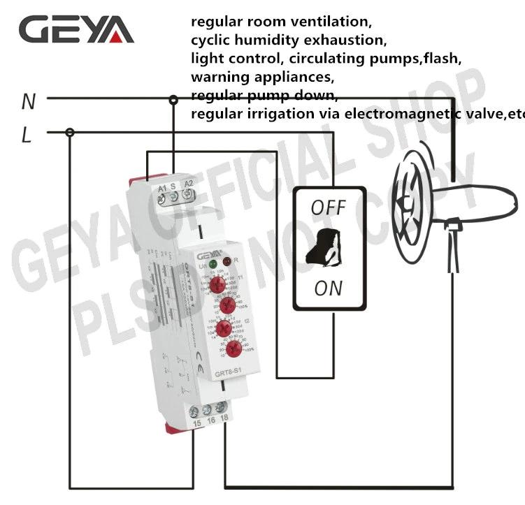 Temporizzatore Multifunzione Ciclico 2 Contatti 12/220 Modulare GEYA