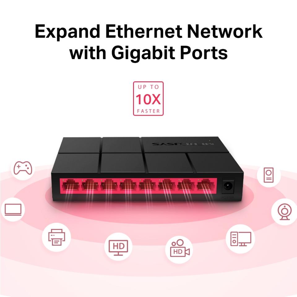 Switch 8 Porte Gigabit 10/100/1000 Mercusys ms108g