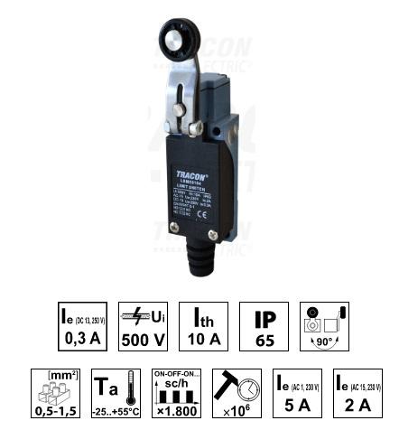 Interruttore Fine Corsa a Leva Corta 30mm 1 NC + 1 NO IP65 Tracon