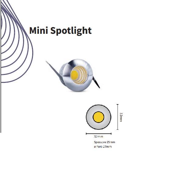 Faretto Incasso 3w Mini Spot Cromato Luce Fredda 320 Lumen Iperlux