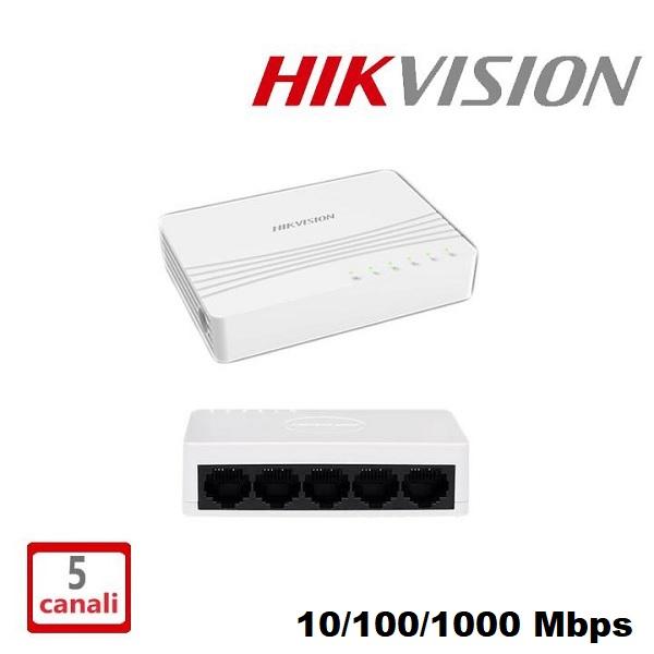 Switch 5 Porte 10/100/1000 Mbps HIK Vision