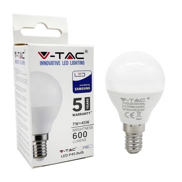 Lampada Mini Sfera Led 7w E14 Luce Fredda 600 Lumen V-TAC