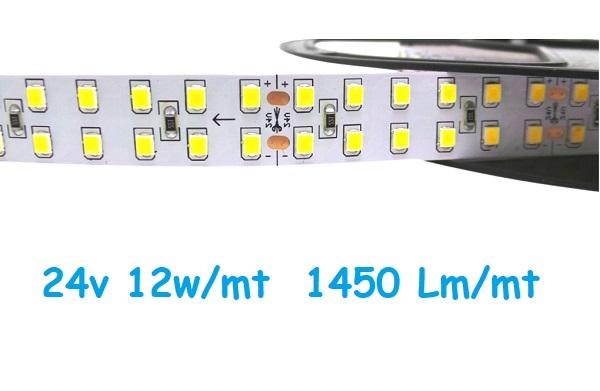 Strip LED 24V 2835 240 Led/mt 12w/mt Luce Calda