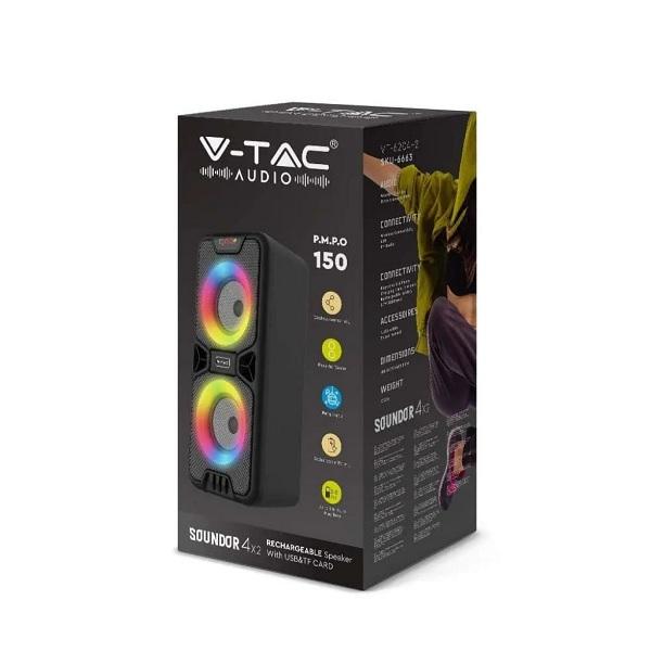 Altoparlante ricaricabile con woofer 2x10w V-TAC