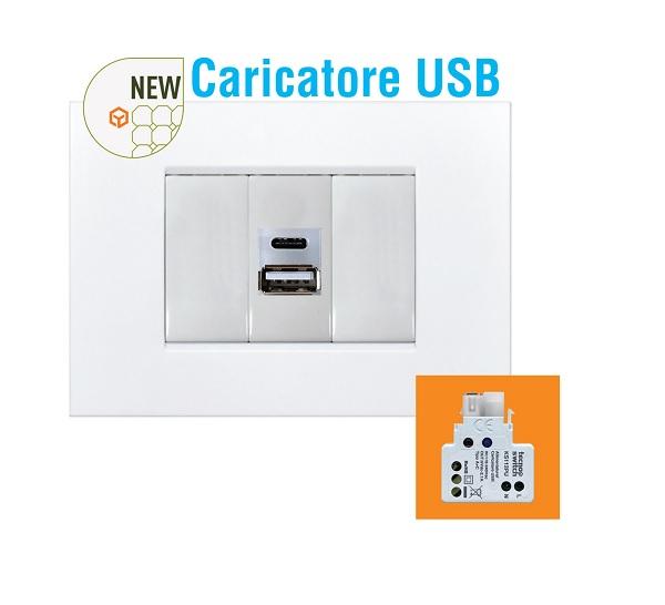 Unità di Alimentazione USB 5V 2,1A + C 1 Modulo Keystone Tecnoswitch