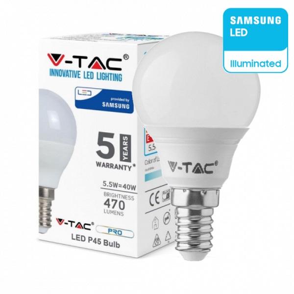 Lampada Mini Sfera Led 5,5w E14 Luce Natura 470 Lumen V-TAC