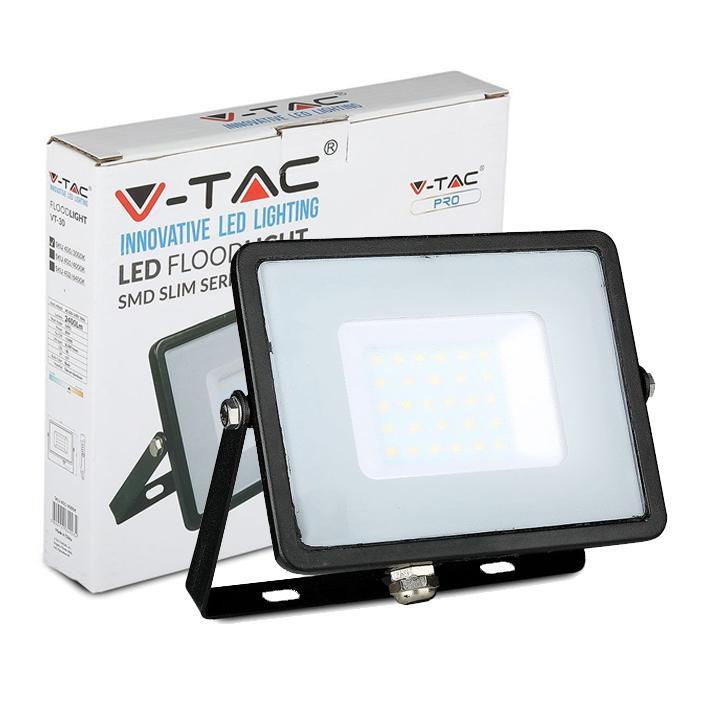 Proiettore Led 30W Luce Fredda SLIM 2400 Lumen PRO Nero V-TAC