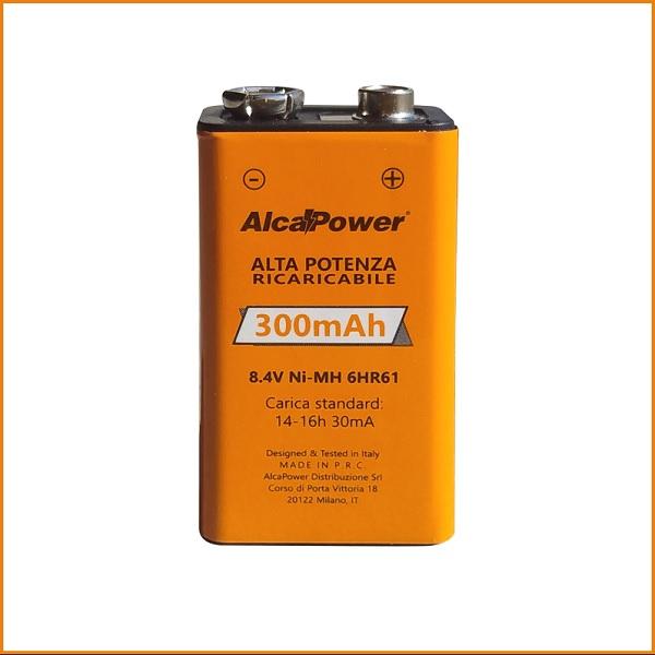 Batteria 9V Ricaricabile 300mA Alcapower