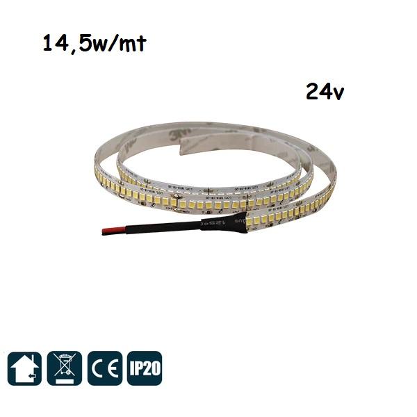 Strip LED 24V 2835 192 Led/mt 14,5w/mt Luce Fredda 2100 Lm/mt*(Prezzo a mt) Poliplast