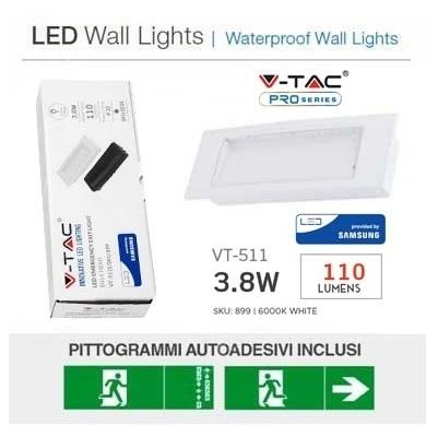 Plafoniera Emergenza Incasso 3,8W LED Samsung V-TAC