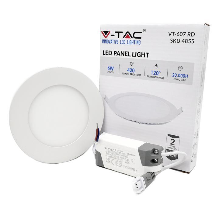 Pannello LED Incasso 6w Luce Natura Diam 12 490 Lumen V-TAC