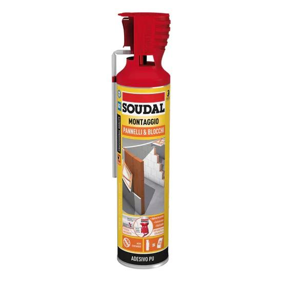 Adesivo Poliuretanico pannelli e Blocchi Manuale con applicatore 600ml Soudal