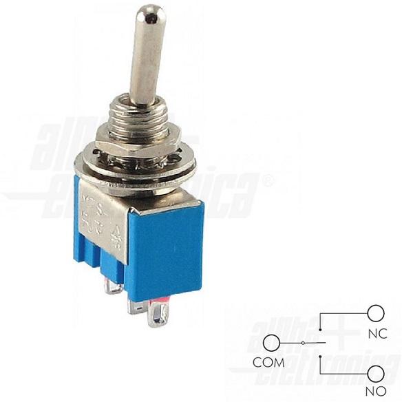 Deviatore miniatura a levetta 3A 250v 3 posizioni ON-OFF-ON Alpha Elettronica