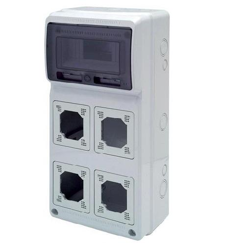 Quadro Vuoto IP65 8 Moduli con Tre Flange per presa CEE Universale