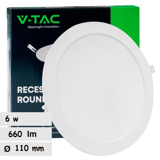 Pannello LED Incasso 6w Luce Natura 4000k Diam 150mm 660 Lumen V-TAC