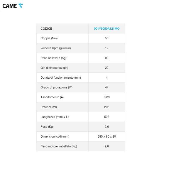 CAME Kit Mondrian 5 50Nm con perno Q per Tapparelle e tende