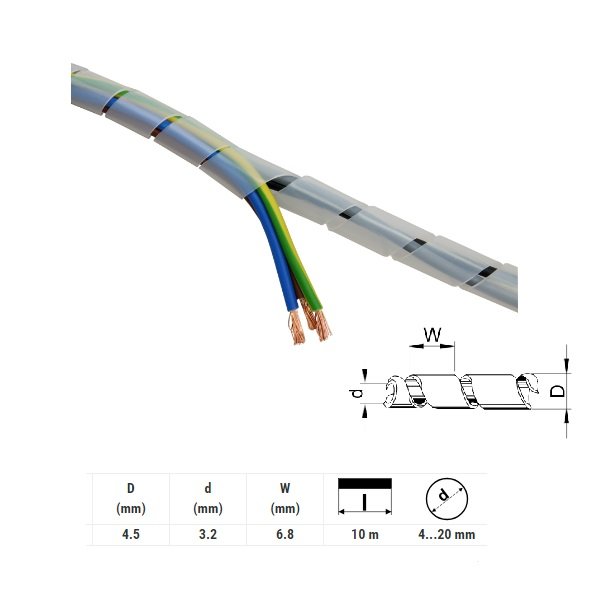 Spiralina Avvolgi Cavo Bianca 4-20mm *(prezzo mt)
