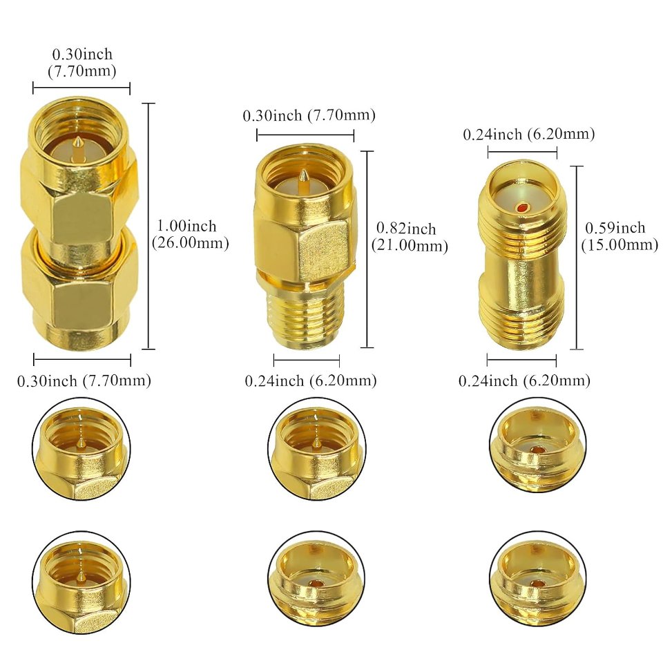 Prolunga Antenna SMA Maschio Femmina 5mt RG174 Con 3 Adattatori TUOLNK