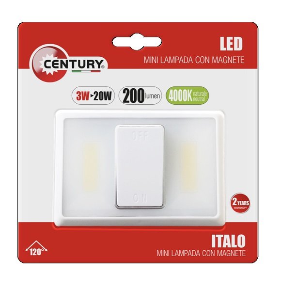 PROIETTORE LED ITALO a Batterie 4x1,5V AAA 3w Luce Natura Century