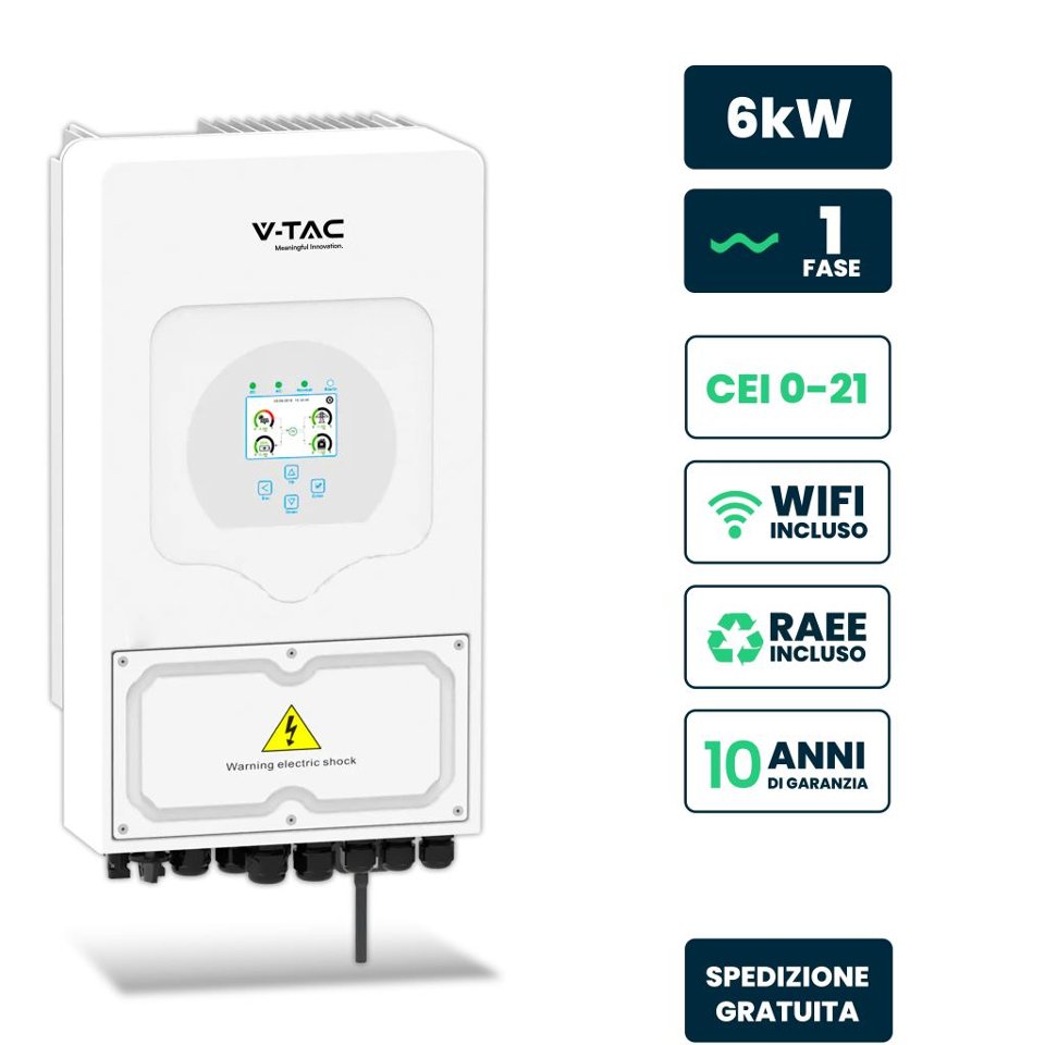 Kit Fotovoltaico 6 kW monofase con accumulo 9,6 kWh vtac 6 kW